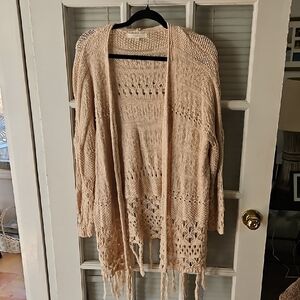 Women's Cream Open-Front BoHo Style Sweater. Sz M/L